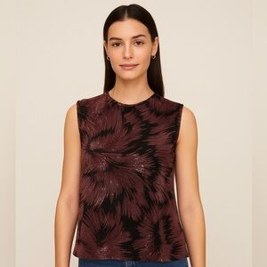 Nanette Lepore Red and Black Sleeveless Graphic Blouse🖤♥️